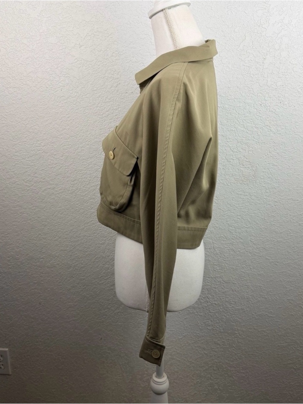 Jil Sander | Khaki Tan Zip Cropped Utility Jacket - Picture 5 of 11